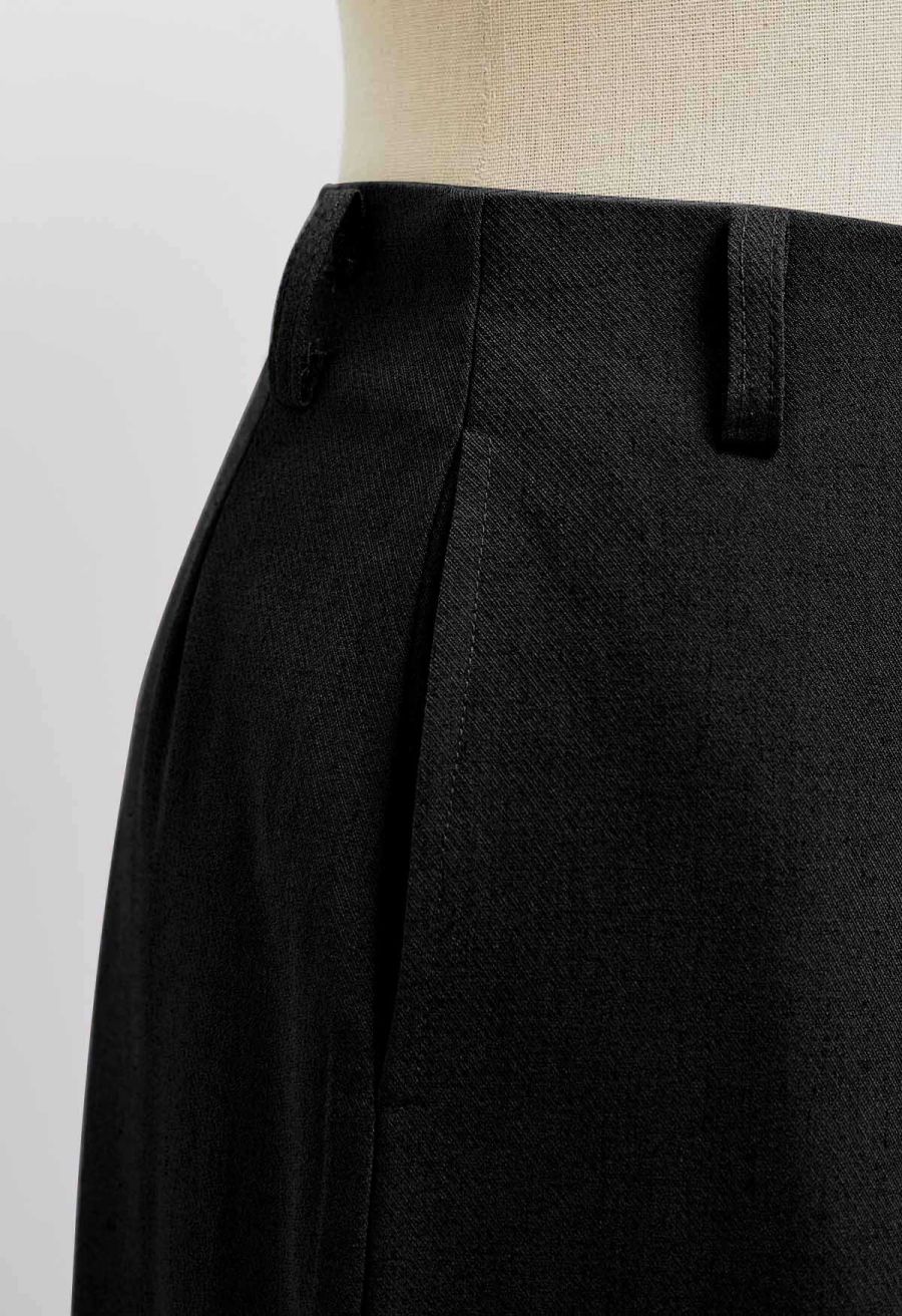 High Waist Side Pocket Wide-Leg Pants in Black