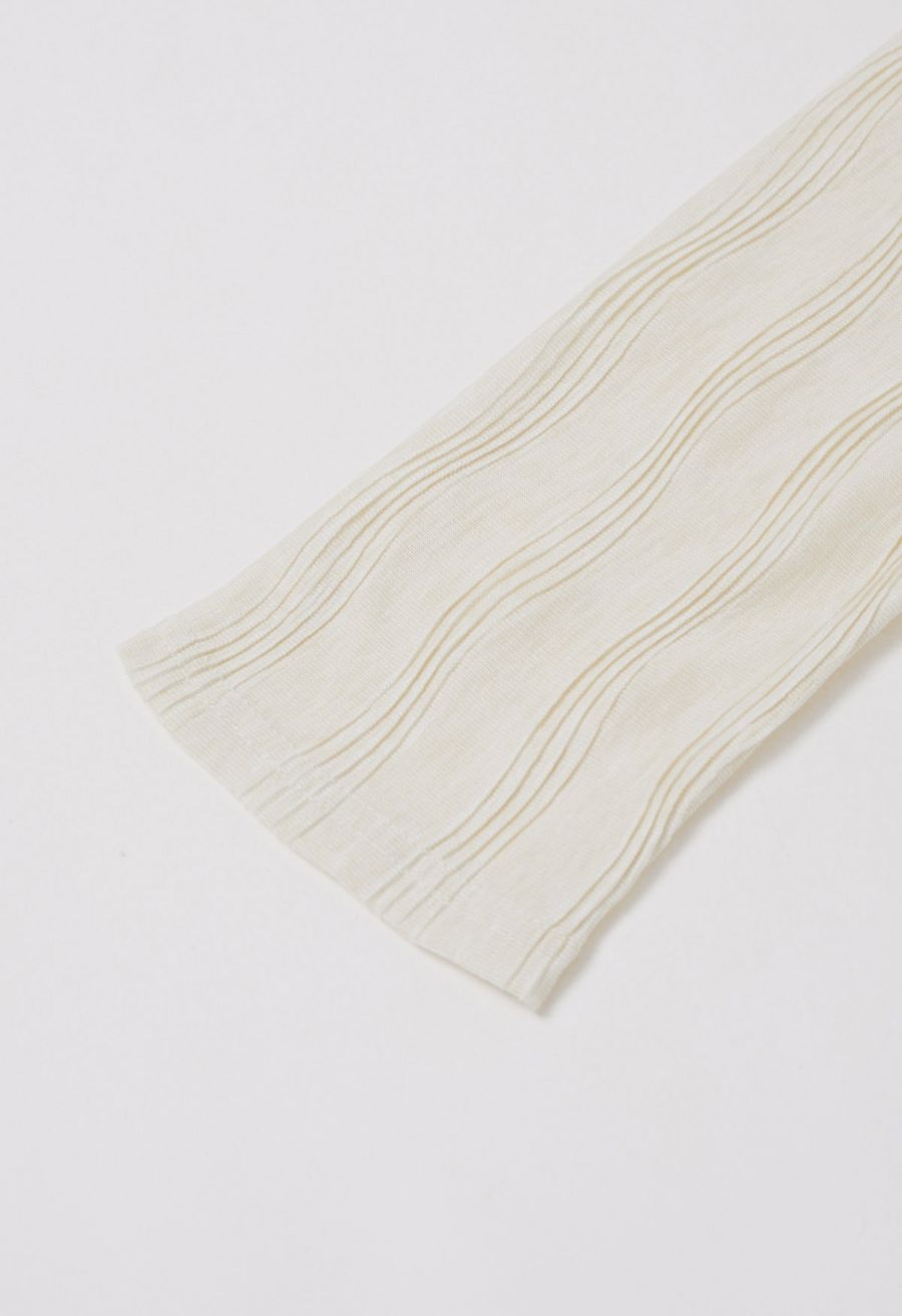Flap Off-Shoulder Tie-Waist Asymmetric Knit Top in Cream