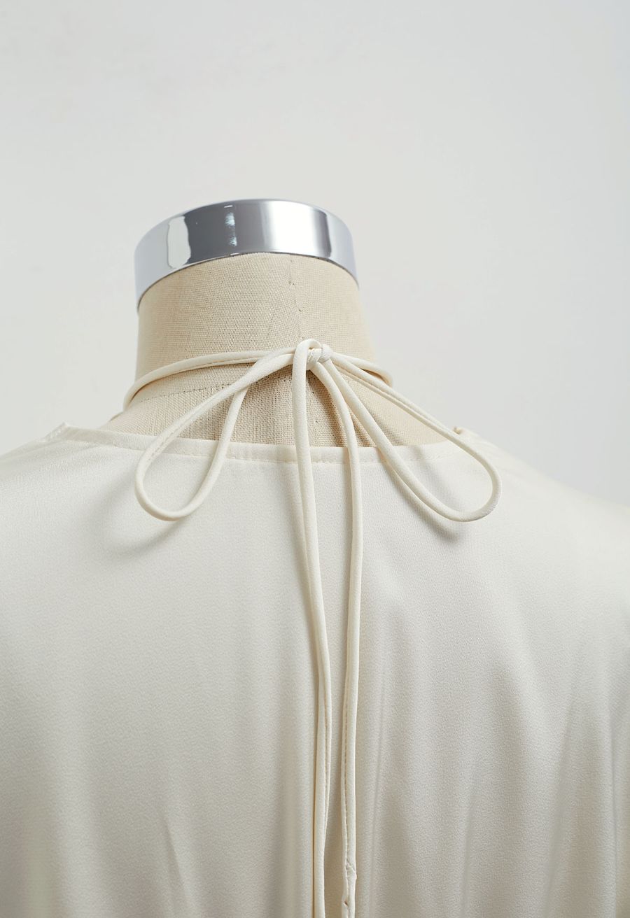 Rose Choker Twisted Shirred Top in Cream