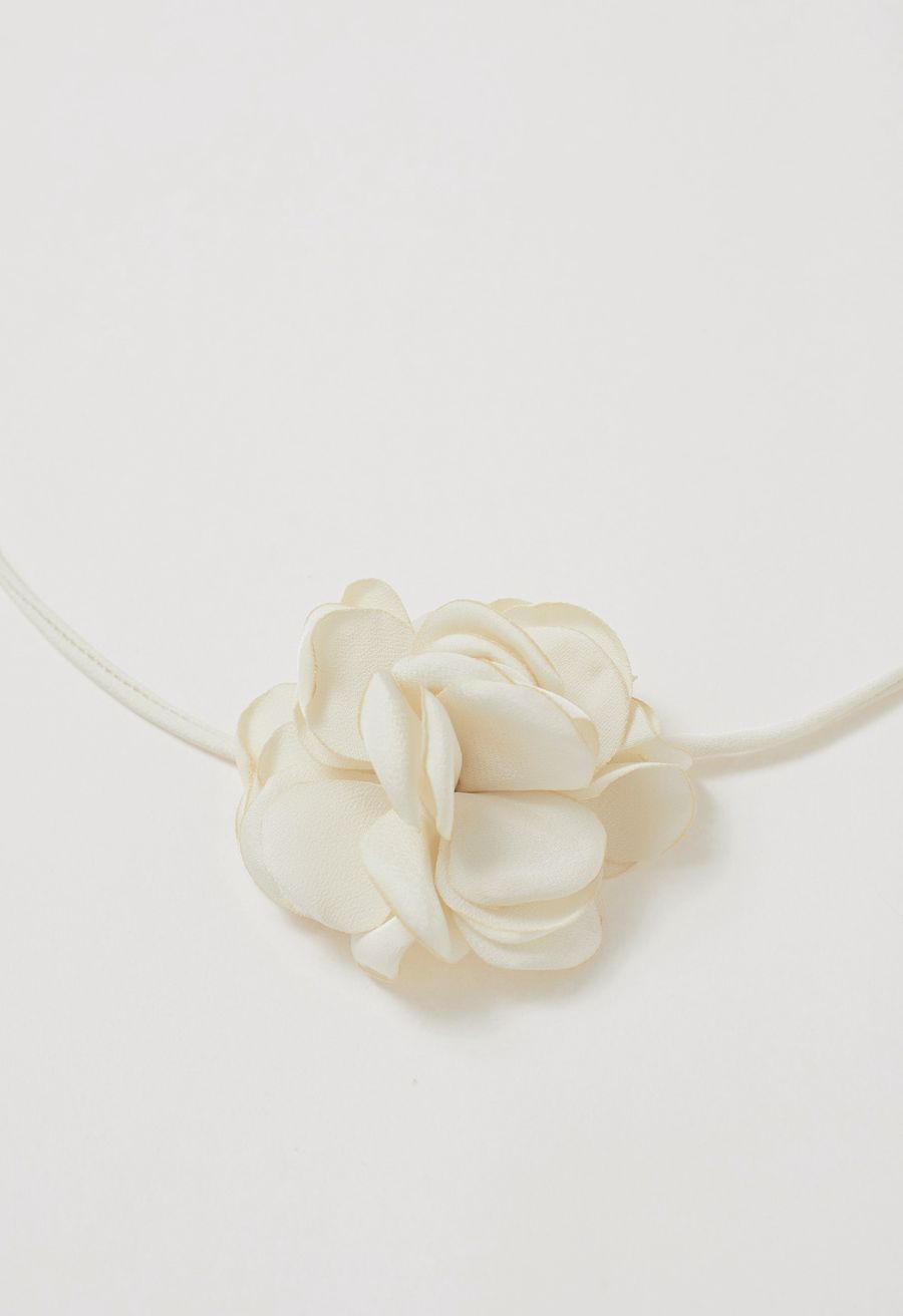 Rose Choker Twisted Shirred Top in Cream