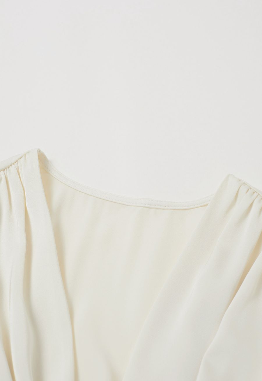 Rose Choker Twisted Shirred Top in Cream