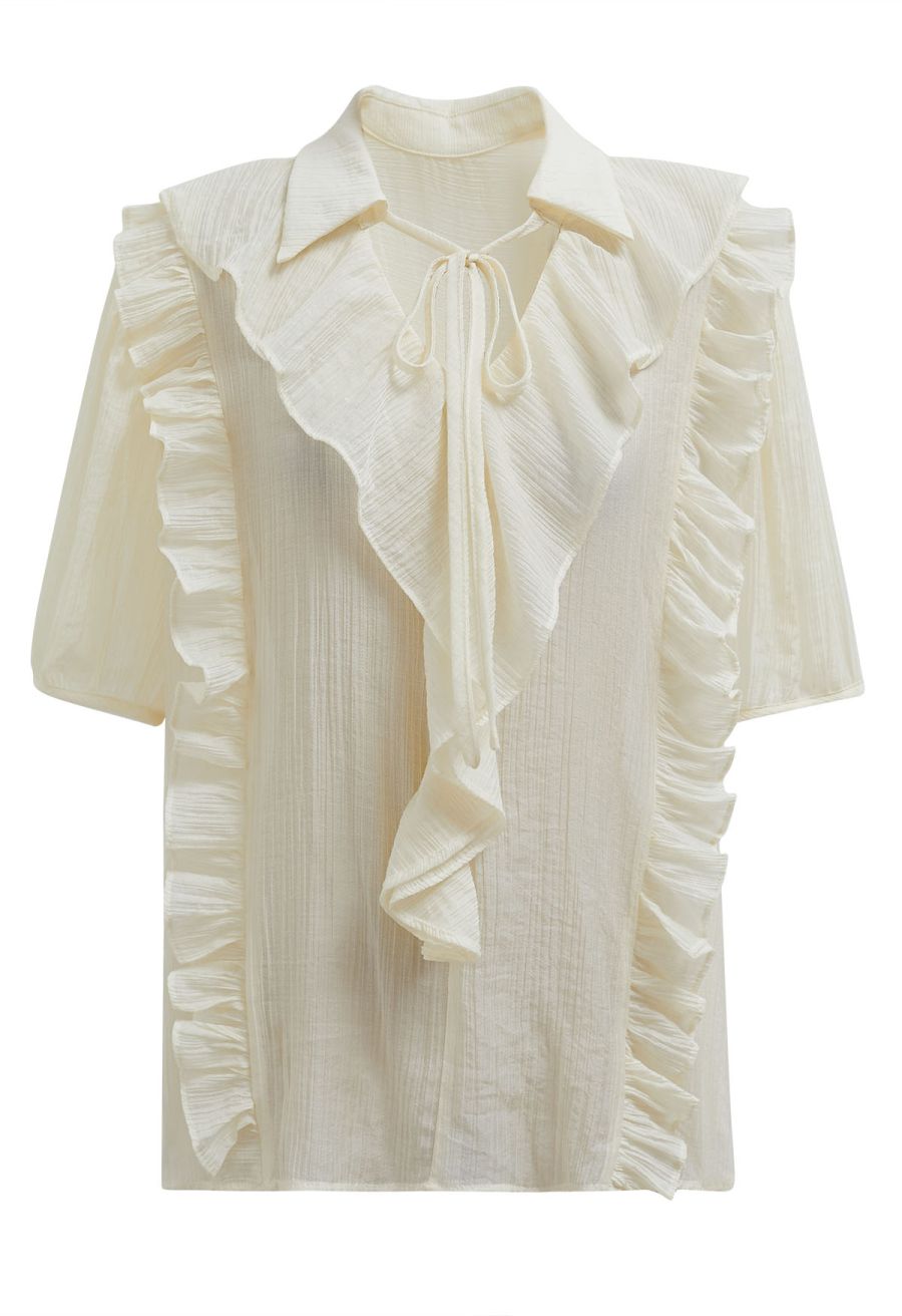 Breezy Ruffle Semi-Sheer Top and Mini Skirt Set