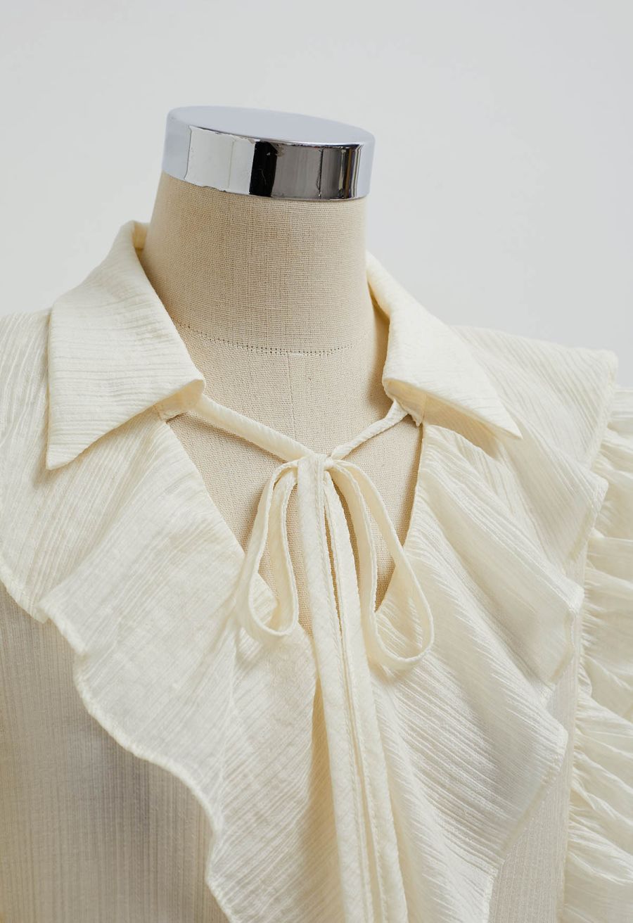 Breezy Ruffle Semi-Sheer Top and Mini Skirt Set