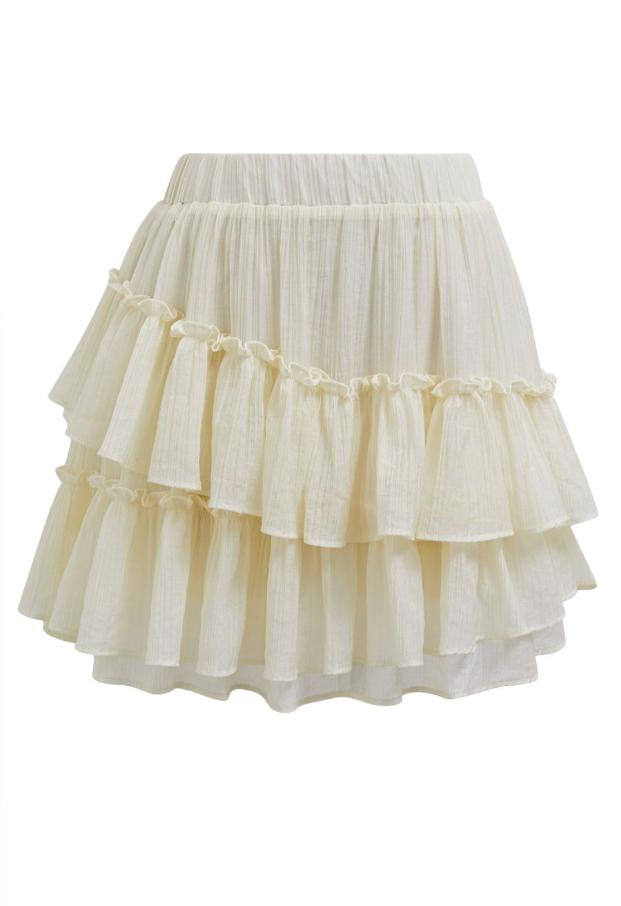 Breezy Ruffle Semi-Sheer Top and Mini Skirt Set