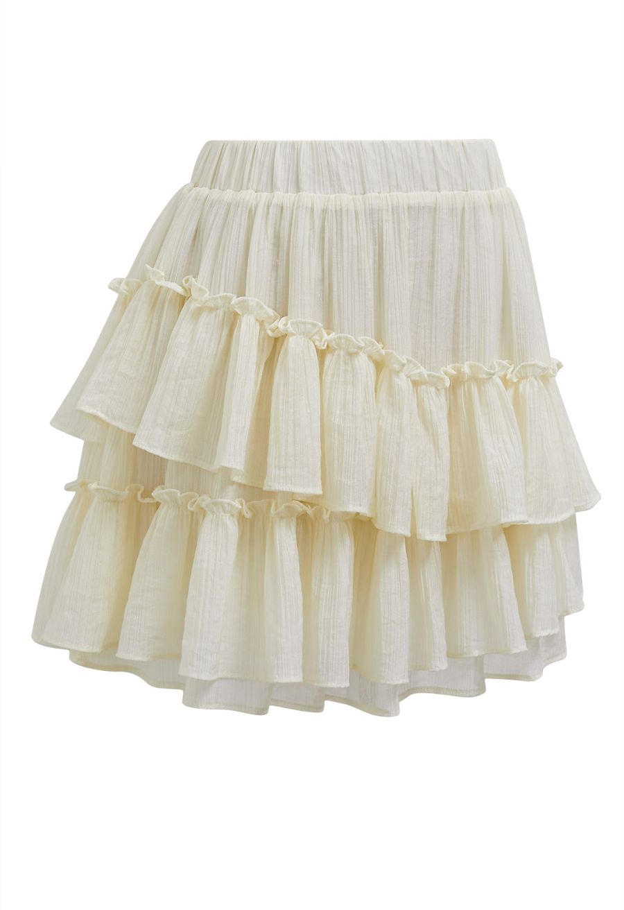 Breezy Ruffle Semi-Sheer Top and Mini Skirt Set