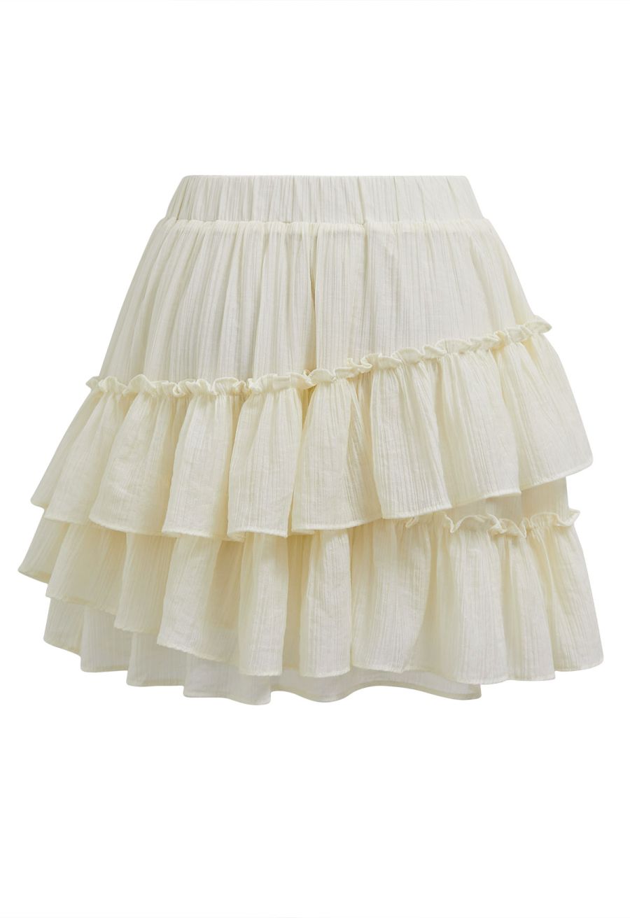Breezy Ruffle Semi-Sheer Top and Mini Skirt Set