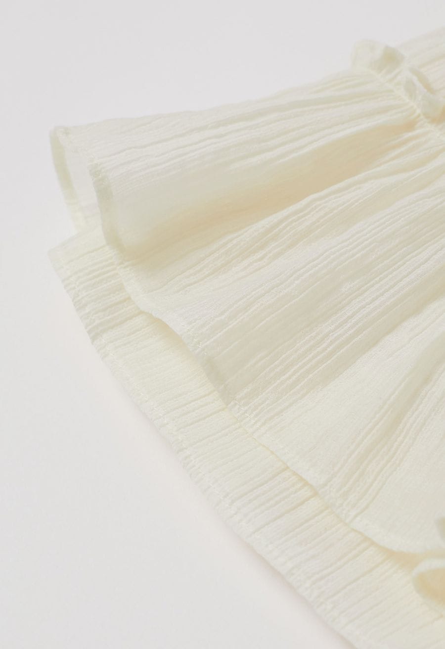 Breezy Ruffle Semi-Sheer Top and Mini Skirt Set
