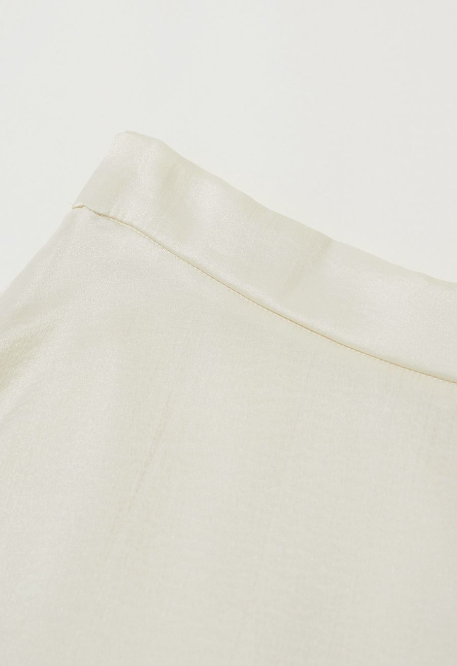 Solid Color Half Elasticated Waistband Maxi Skirt