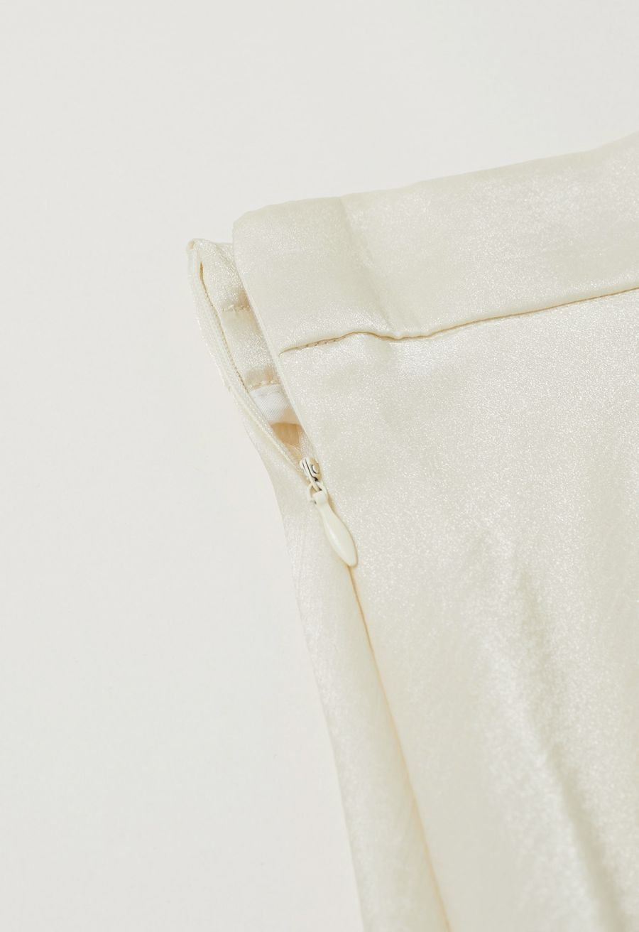 Solid Color Half Elasticated Waistband Maxi Skirt