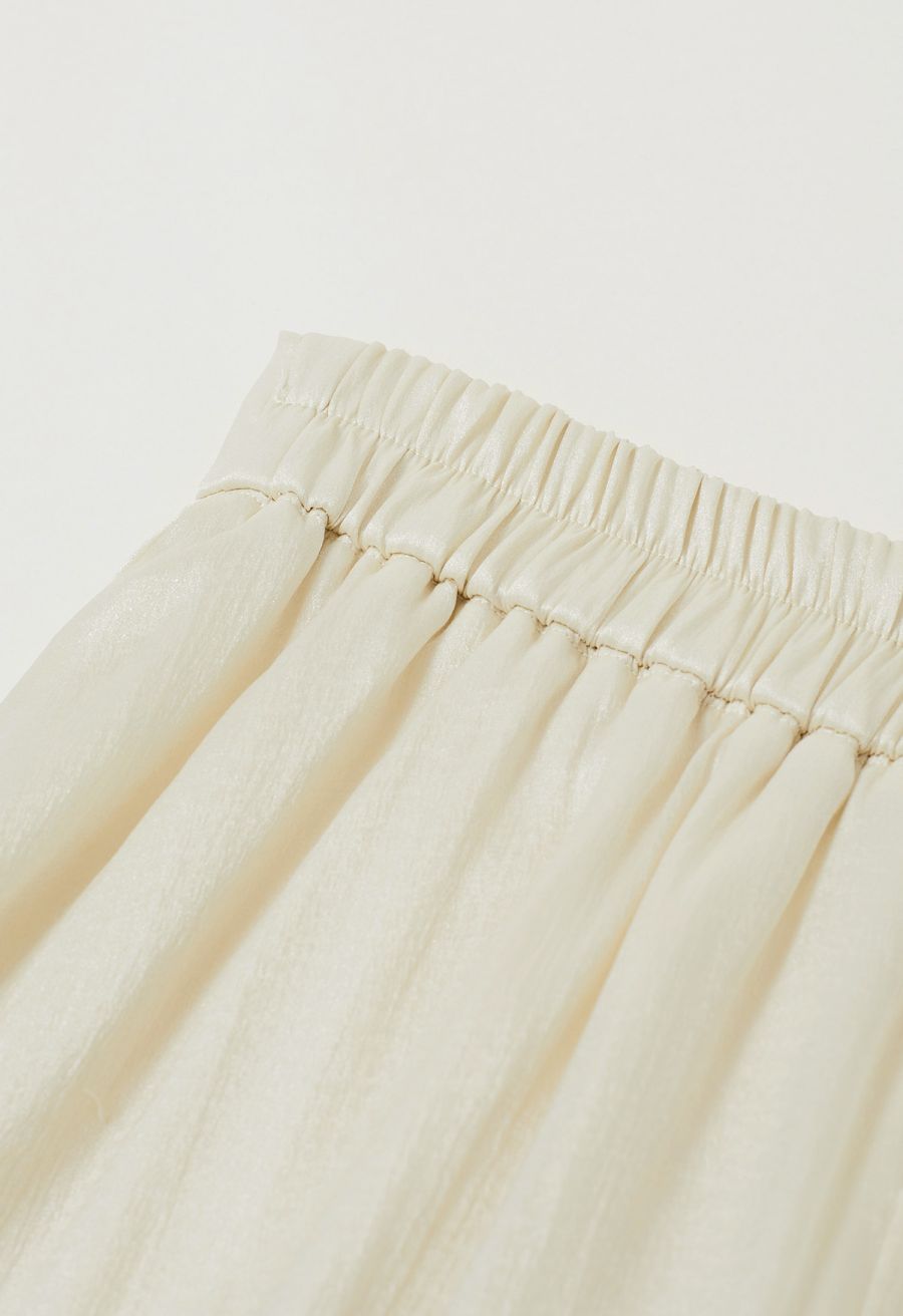 Solid Color Half Elasticated Waistband Maxi Skirt