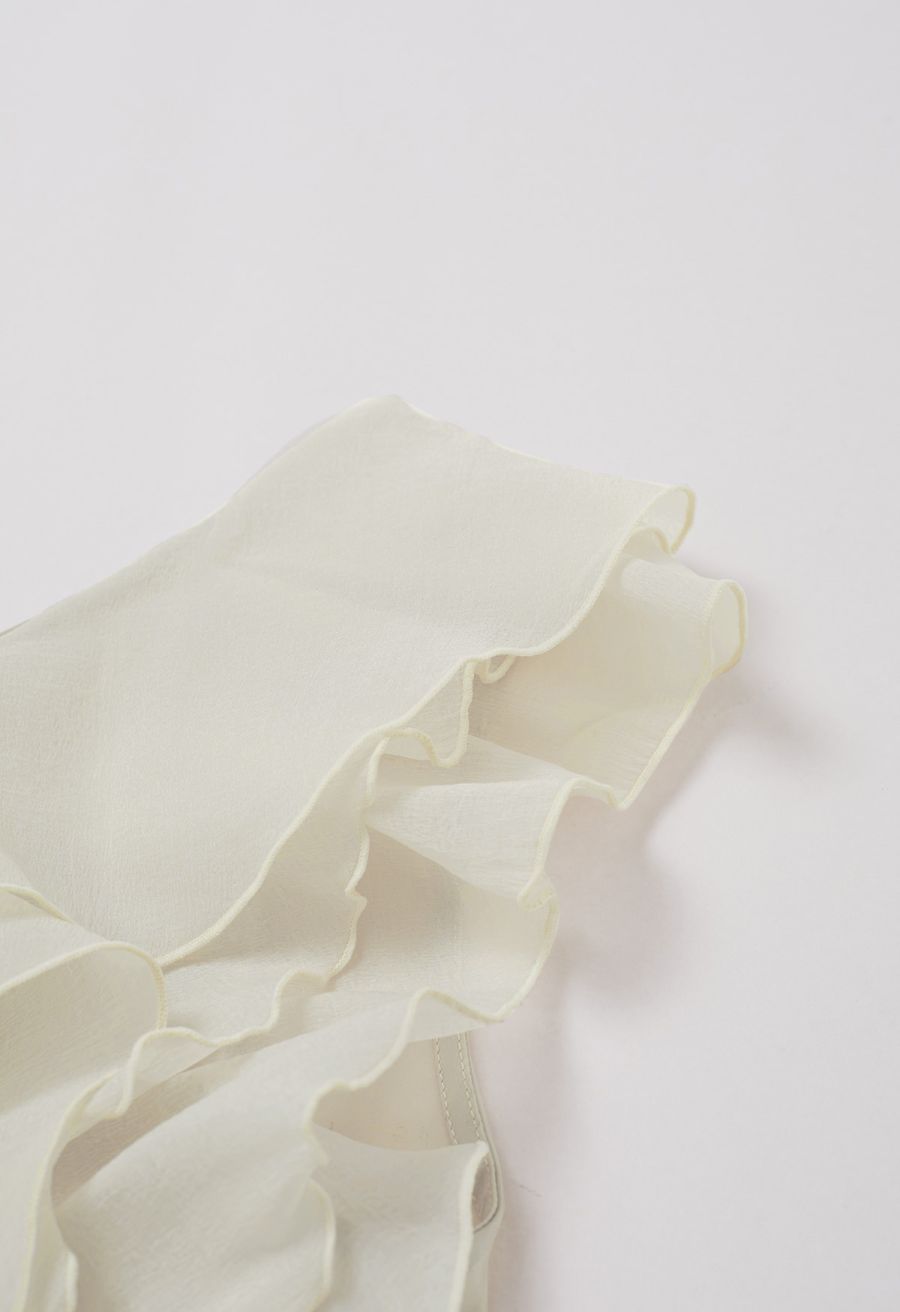 One-Shoulder Tiered Ruffle Crop Top