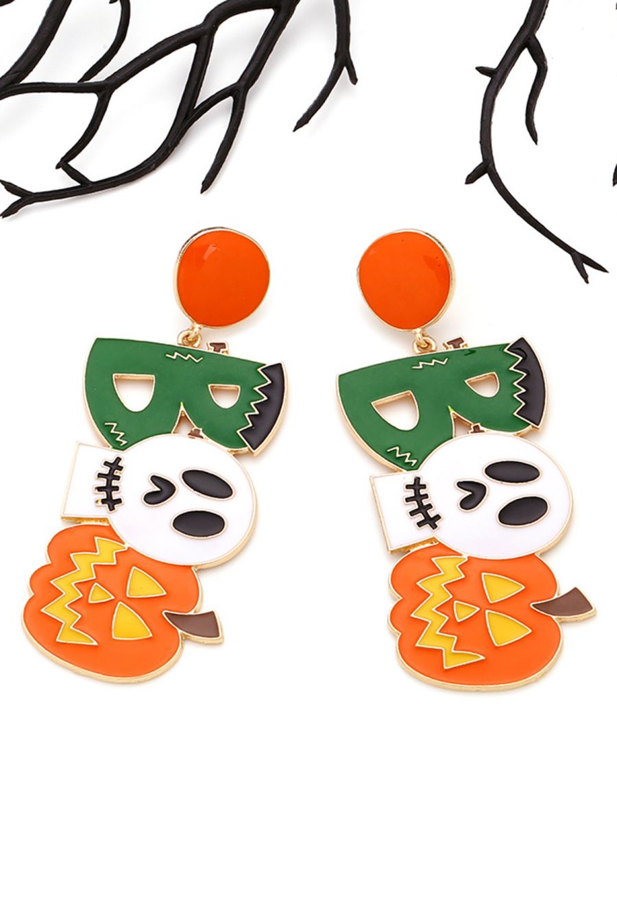 Halloween Boo Skull Pumpkin Earrings