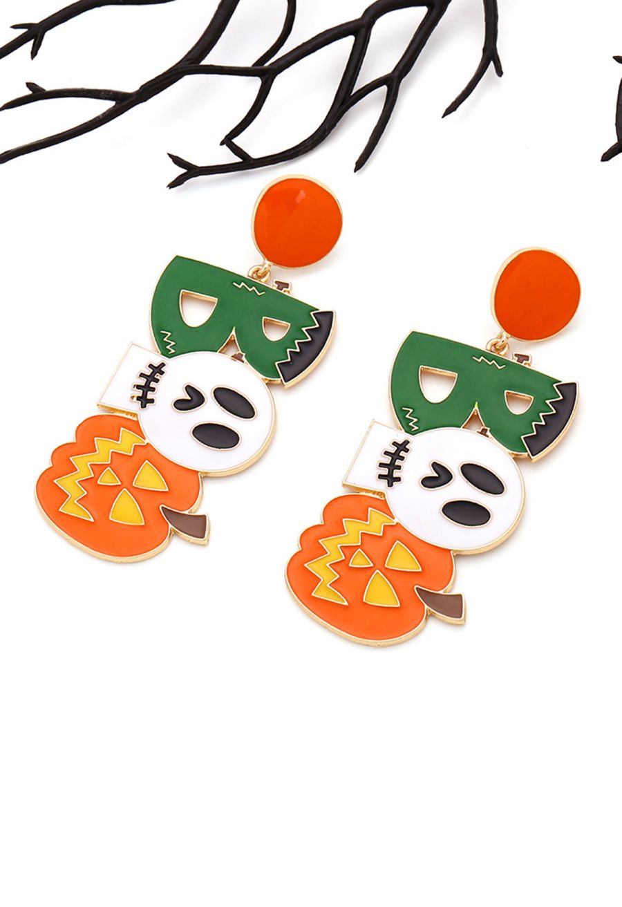Halloween Boo Skull Pumpkin Earrings