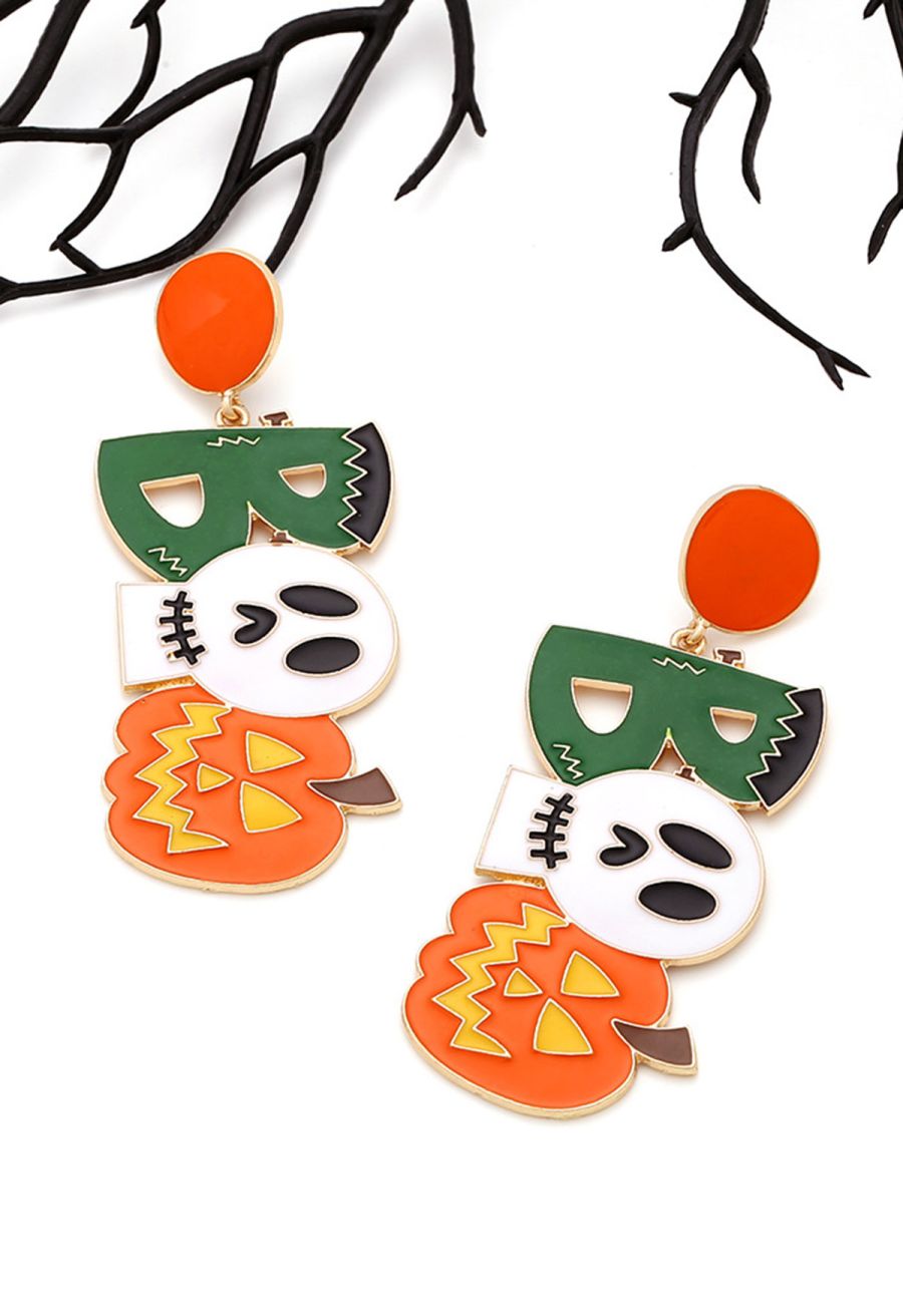 Halloween Boo Skull Pumpkin Earrings