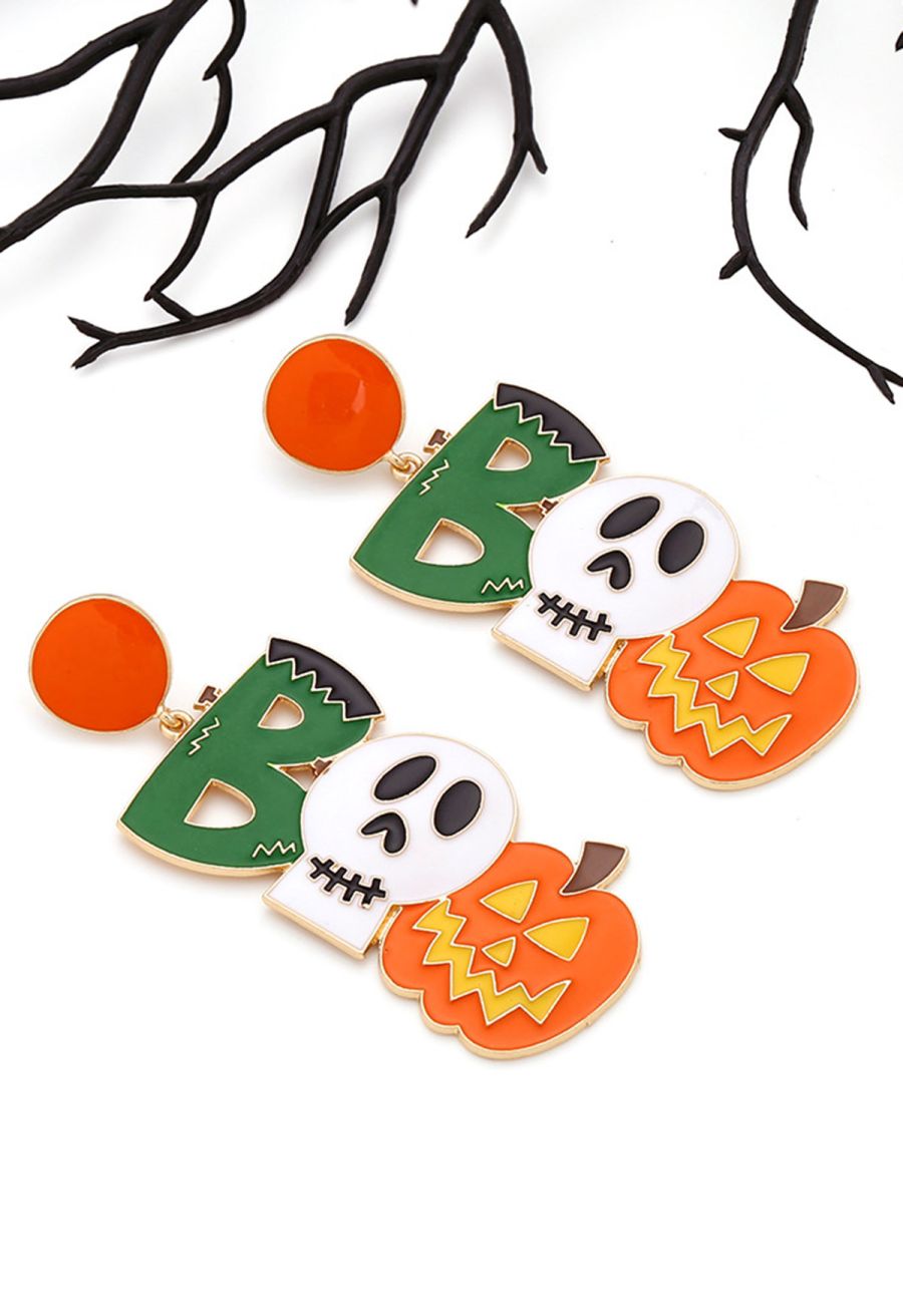 Halloween Boo Skull Pumpkin Earrings
