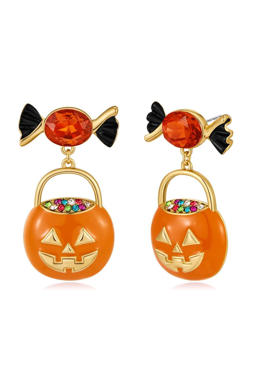 Rhinestone Candy and Pumpkin Earrings