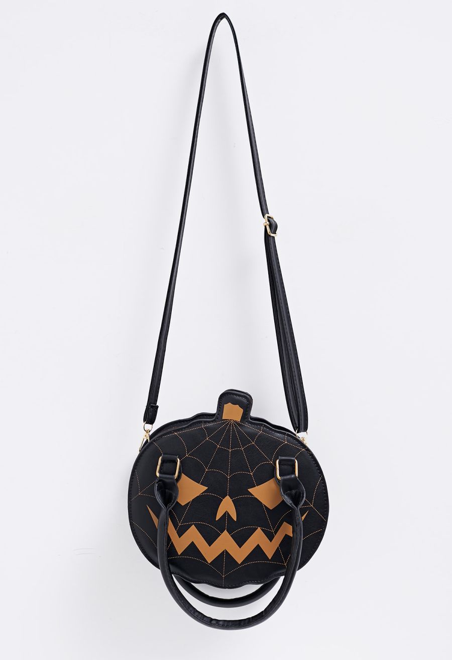 Jack-o'-Lantern PU Handbag in Black