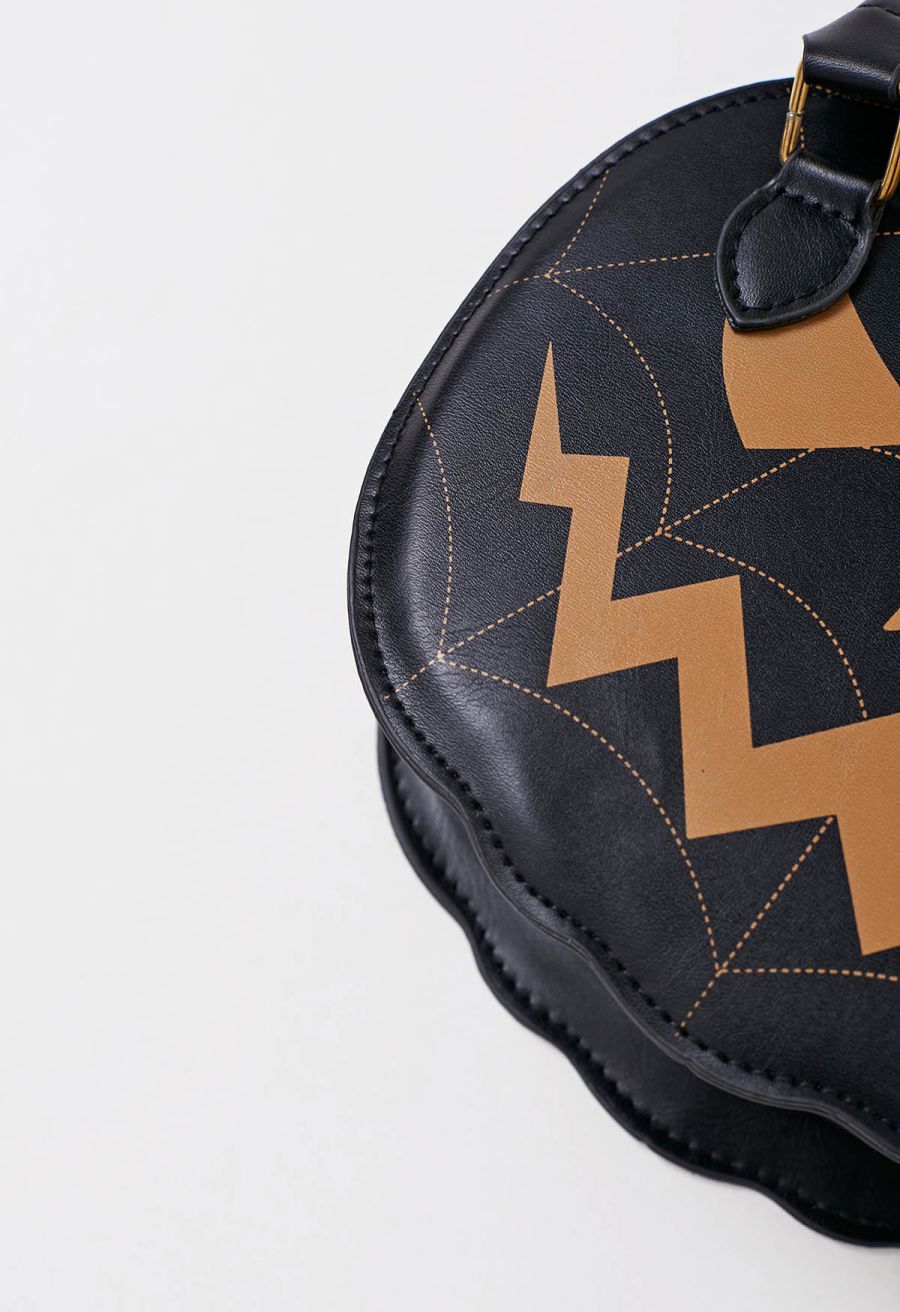 Jack-o'-Lantern PU Handbag in Black