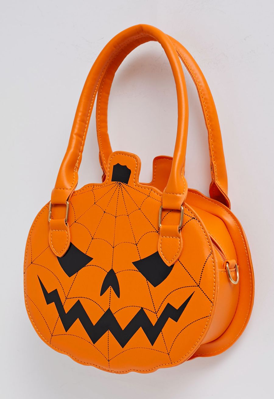 Jack-o'-Lantern PU Handbag in Orange