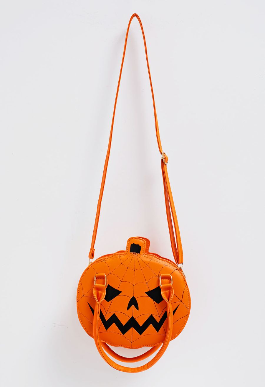 Jack-o'-Lantern PU Handbag in Orange