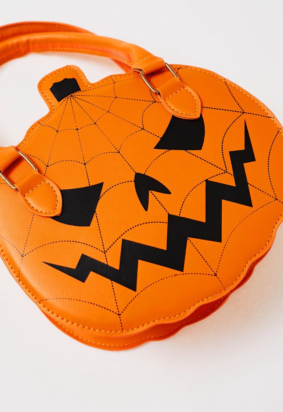 Jack-o'-Lantern PU Handbag in Orange