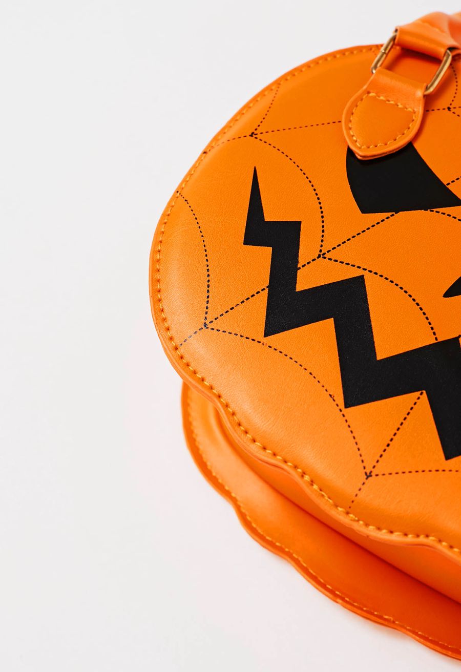Jack-o'-Lantern PU Handbag in Orange