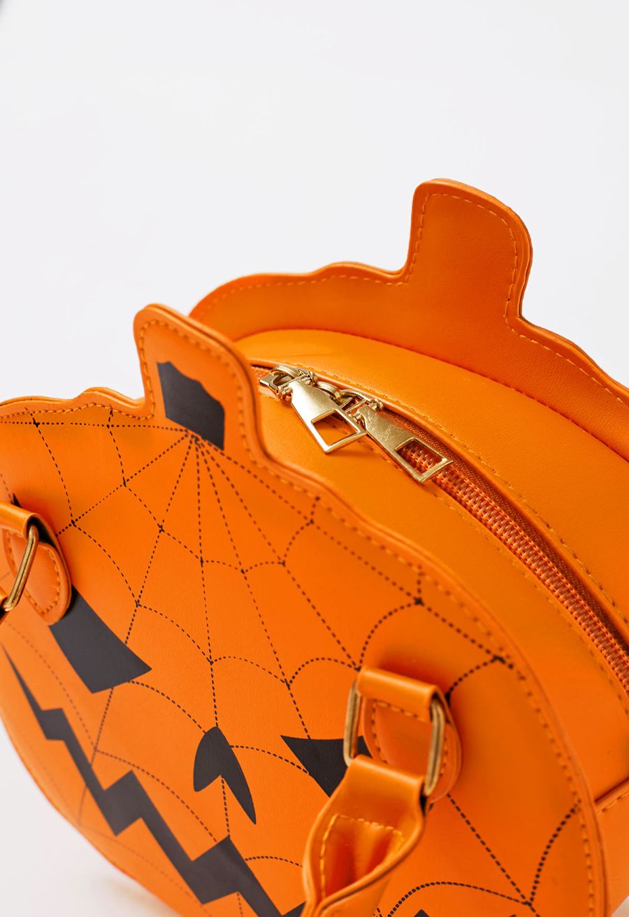 Jack-o'-Lantern PU Handbag in Orange