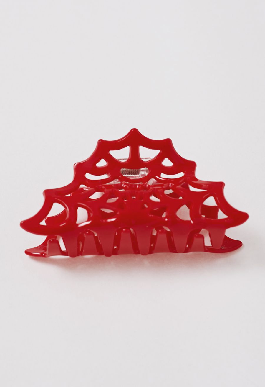 Spider Web Hollow Out Hair Claw in Red