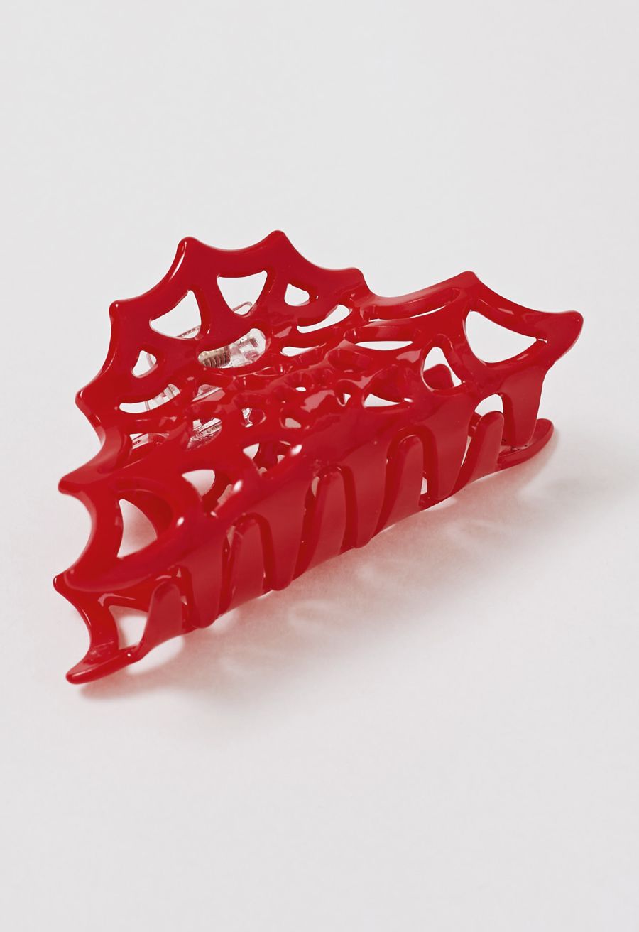 Spider Web Hollow Out Hair Claw in Red