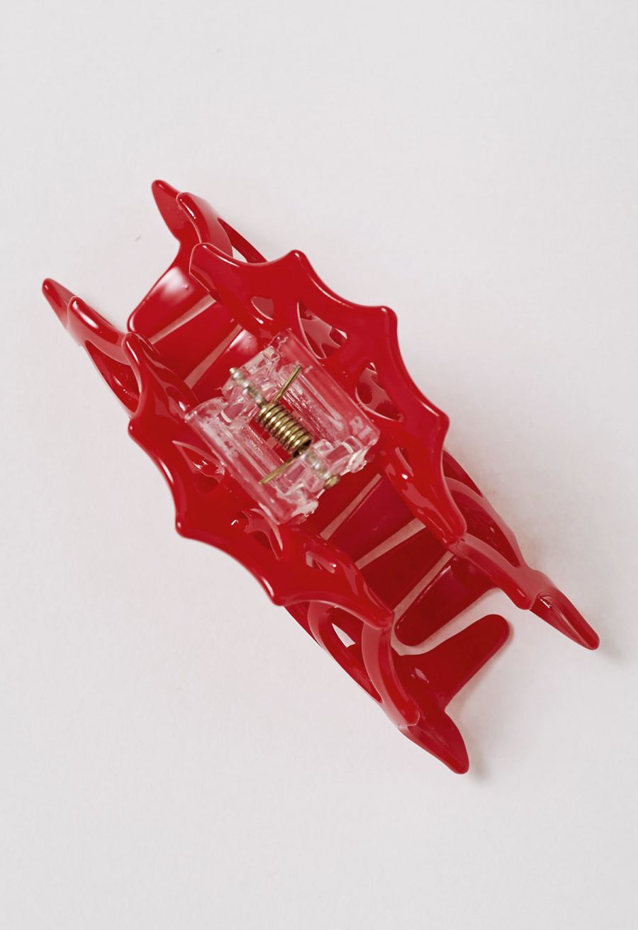 Spider Web Hollow Out Hair Claw in Red