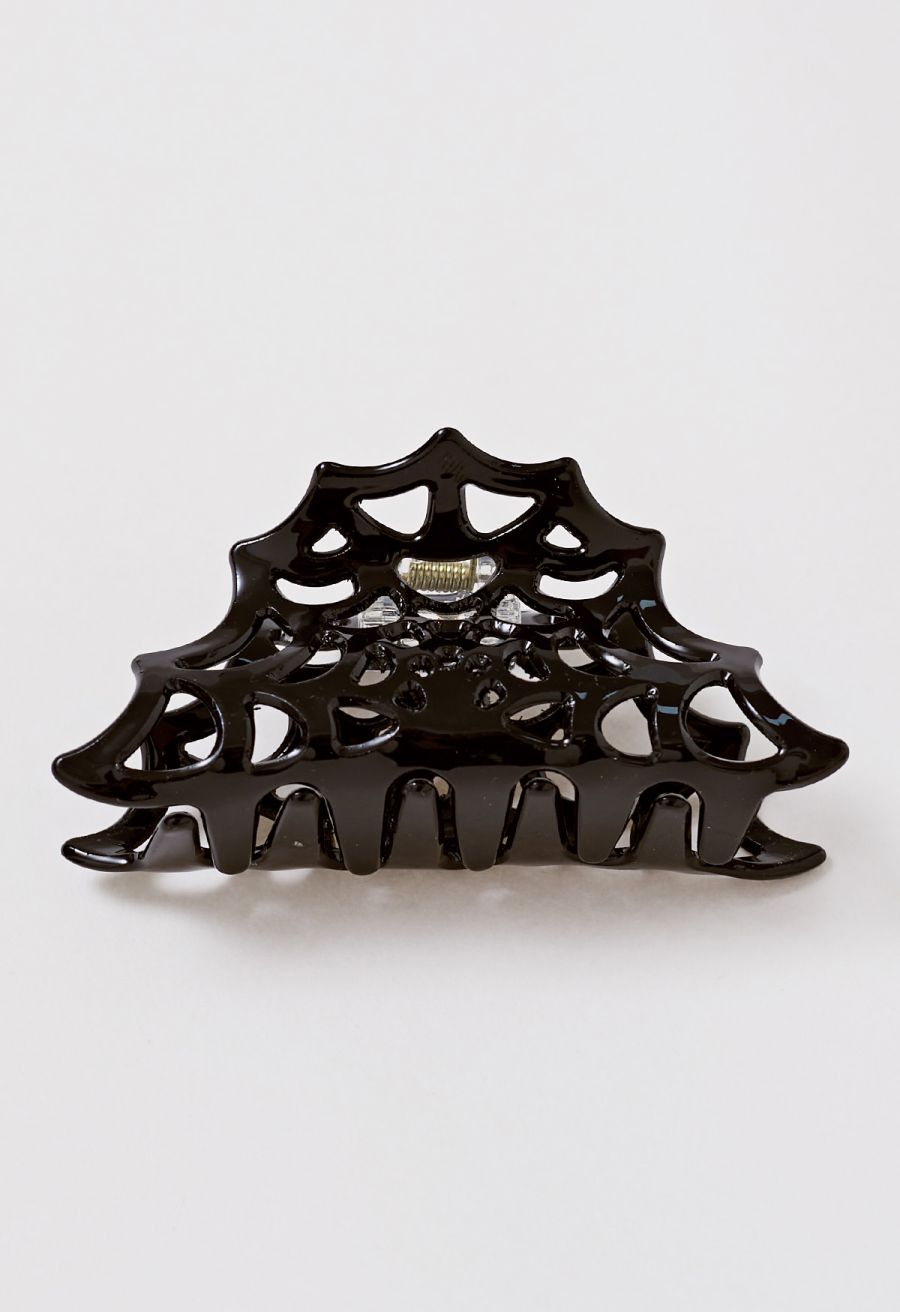 Spider Web Hollow Out Hair Claw in Black