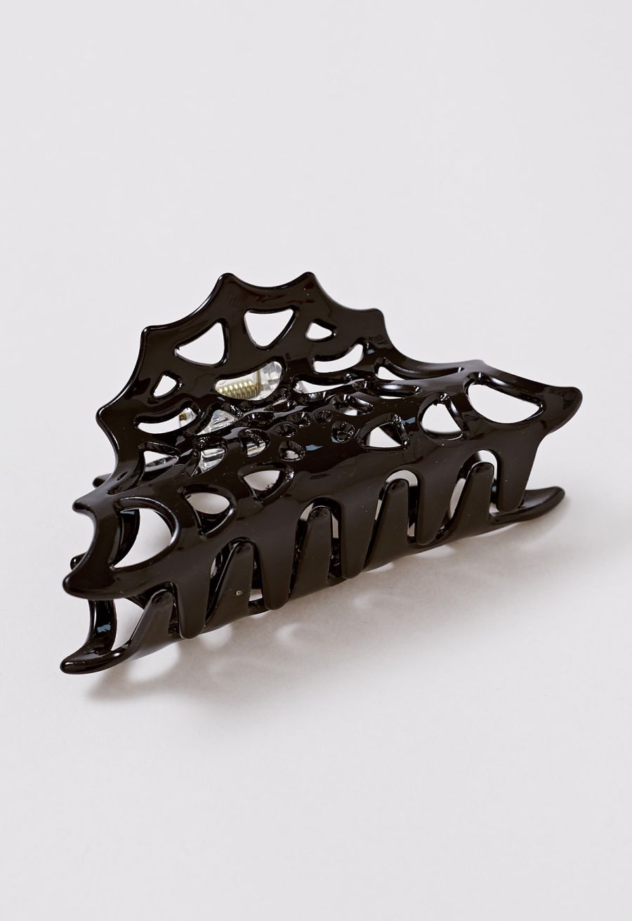 Spider Web Hollow Out Hair Claw in Black