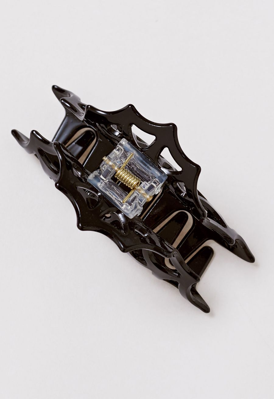 Spider Web Hollow Out Hair Claw in Black