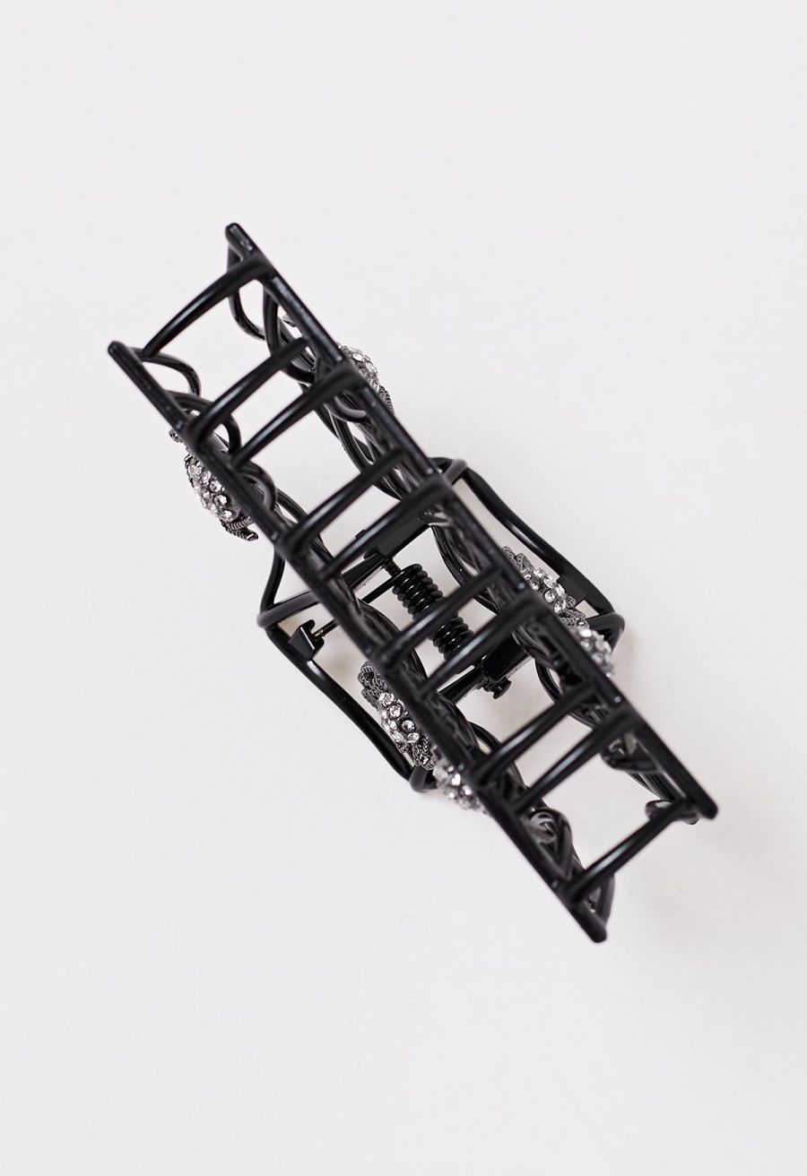 Spiderweb Rhinestone Hair Claw in Black