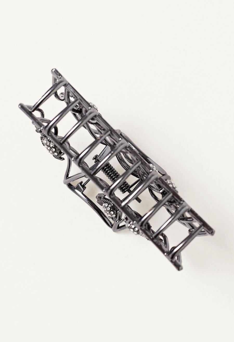 Spiderweb Rhinestone Hair Claw in Smoke