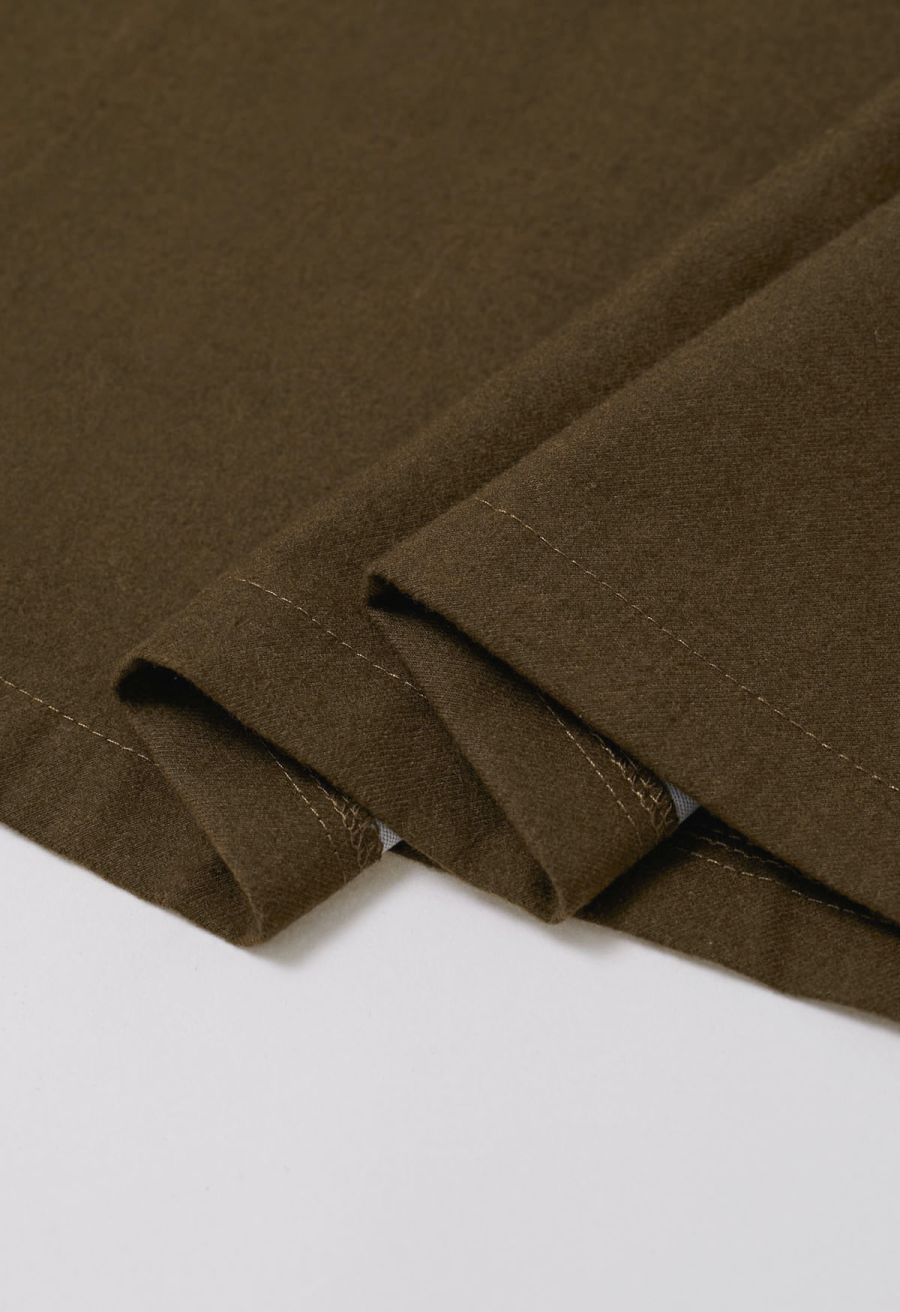 Casual Belt Decorated Pleat Maxi Skirt in Olive