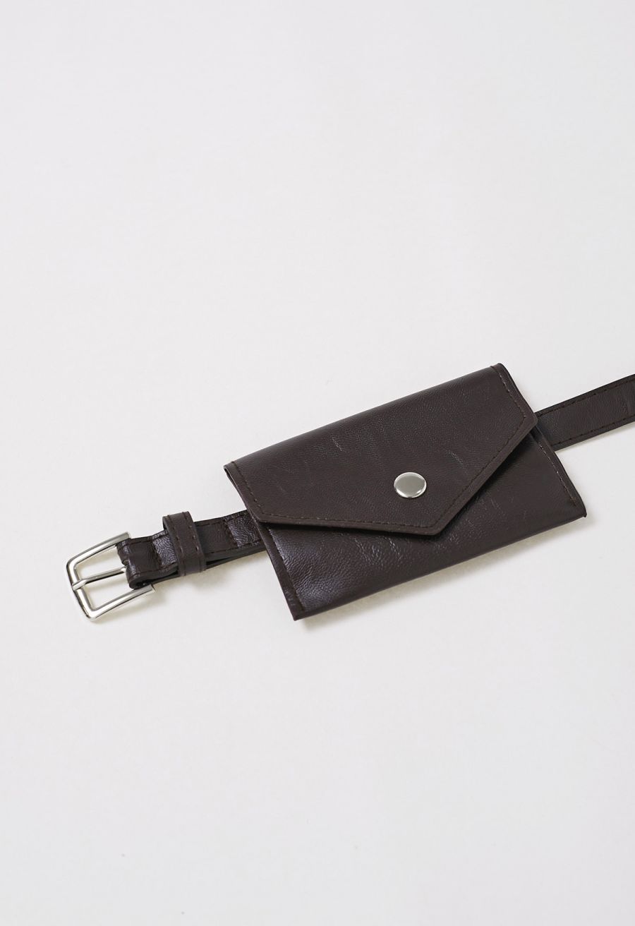 Wide-Leg Pants with Small Leather Belt Bag