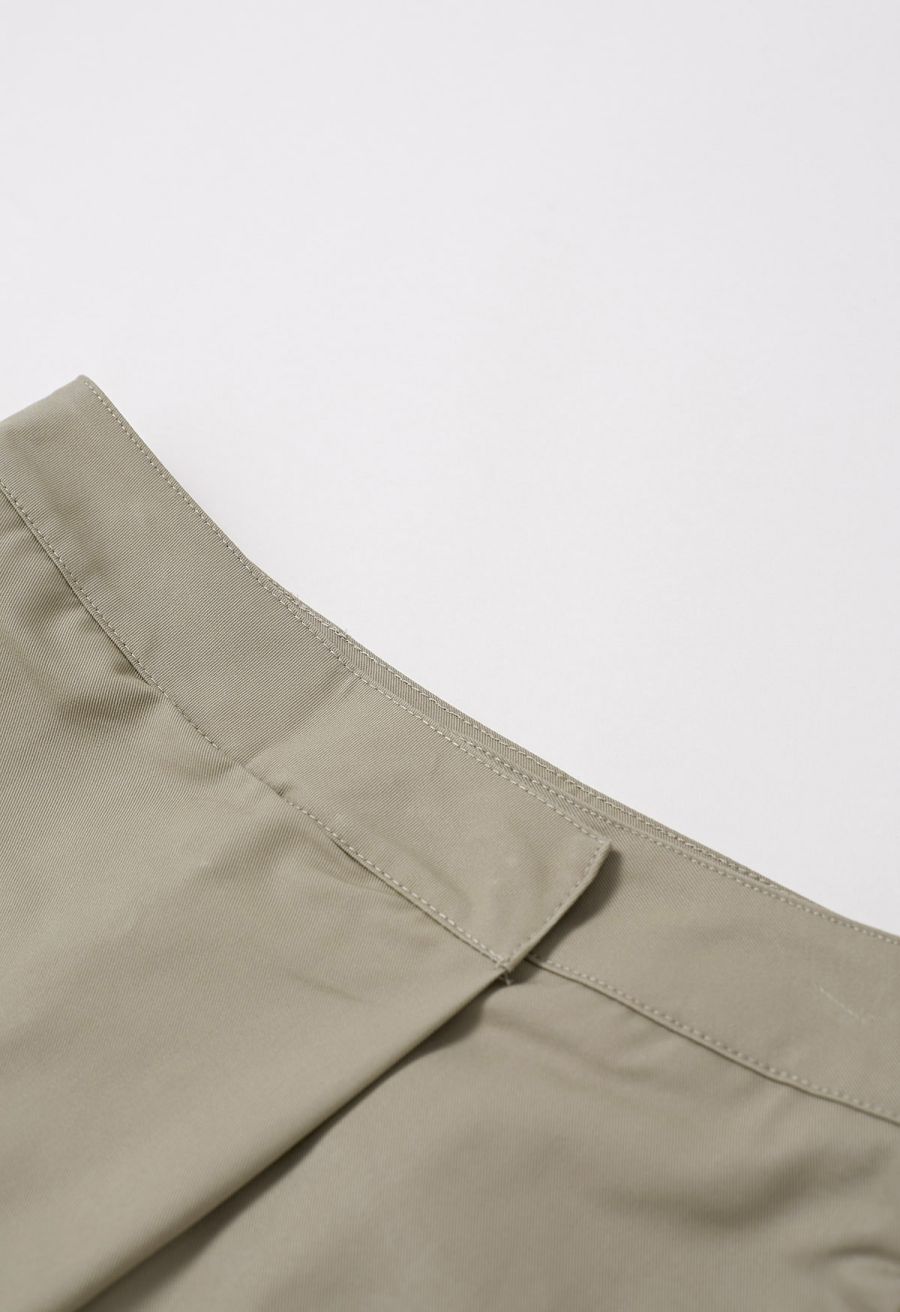 Wide-Leg Pants with Small Leather Belt Bag