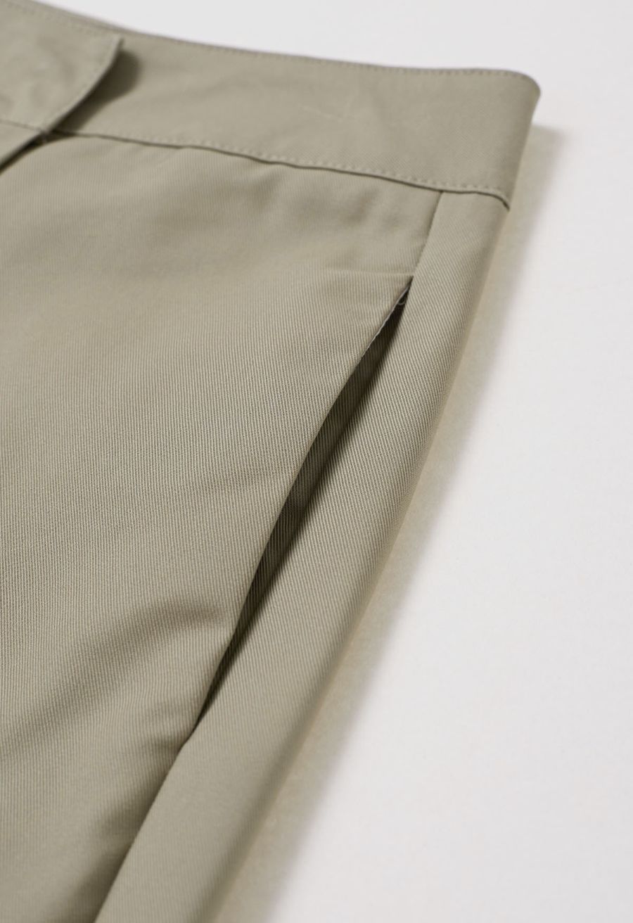 Wide-Leg Pants with Small Leather Belt Bag
