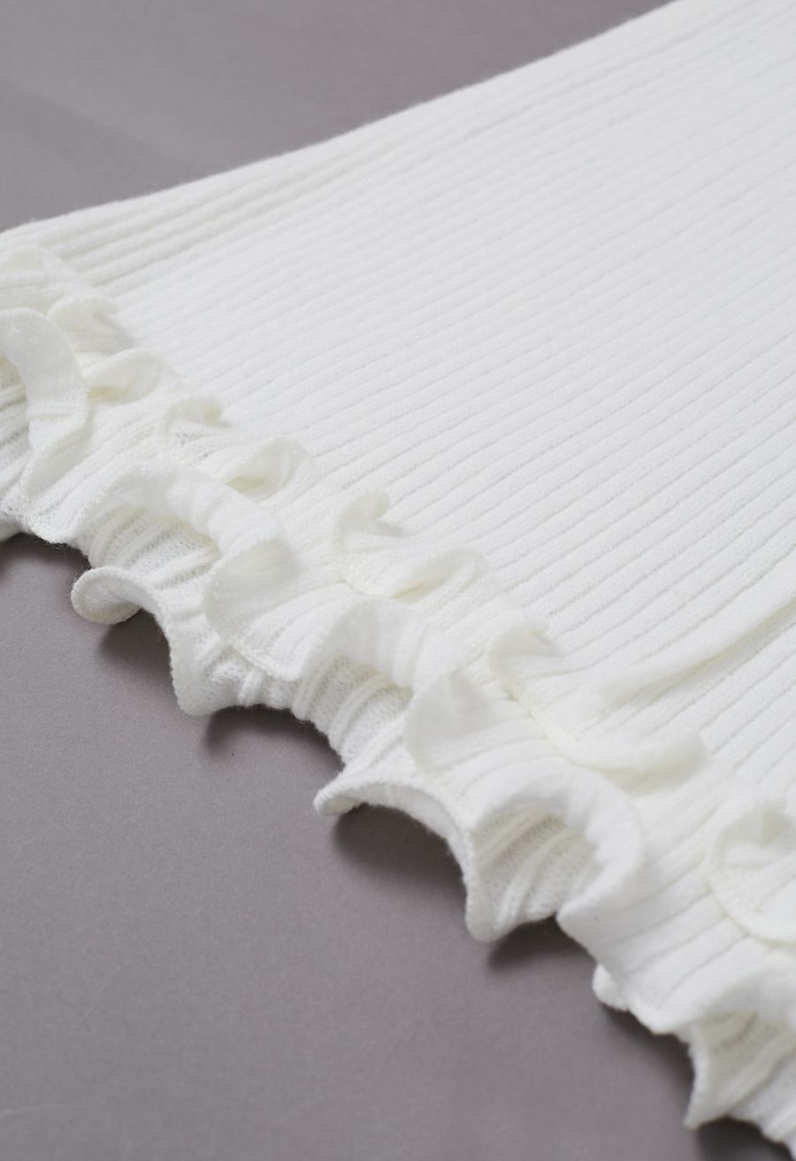 Dreamy Ruffle Lace-Up Back Bodycon Knit Dress