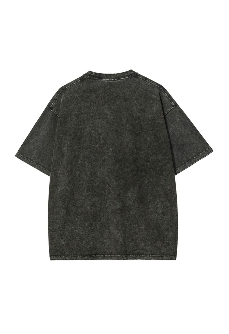 Spooky Vibes Vintage Washed Oversized T-Shirt in Black