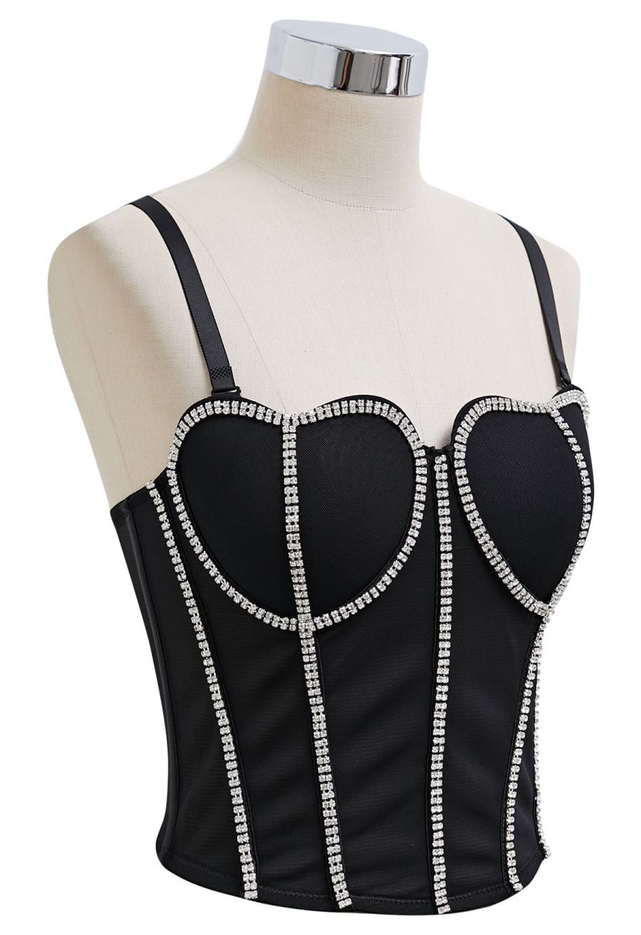 Stunning Heart Rhinestone Bustier Top