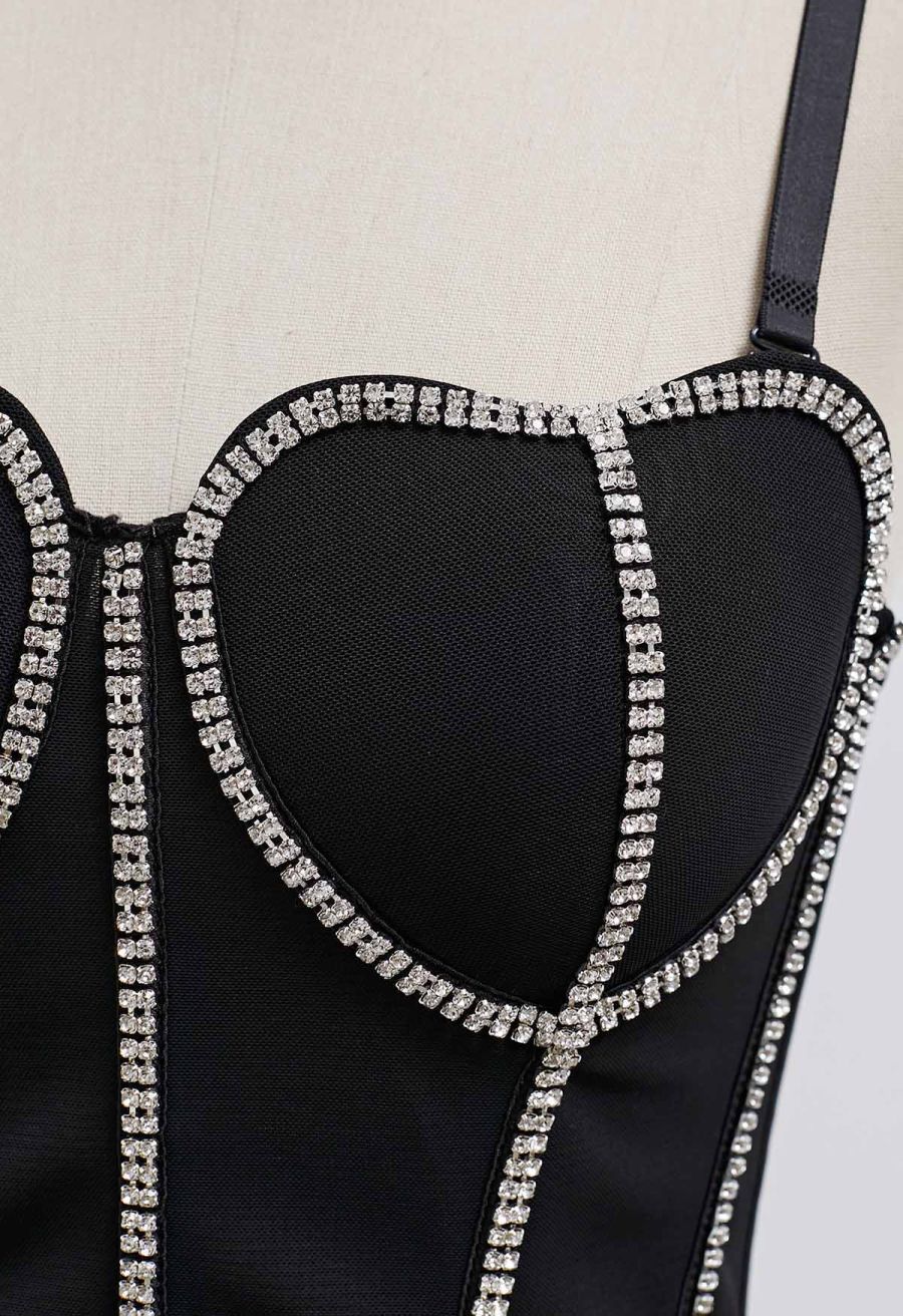 Stunning Heart Rhinestone Bustier Top