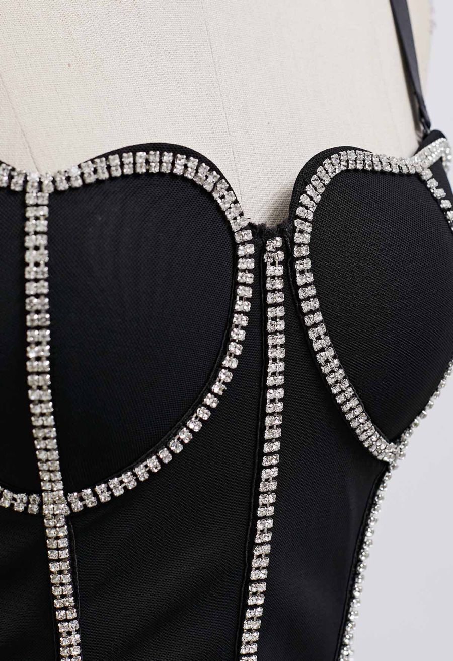 Stunning Heart Rhinestone Bustier Top