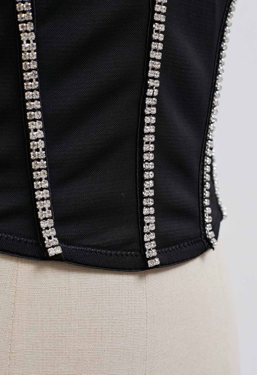 Stunning Heart Rhinestone Bustier Top