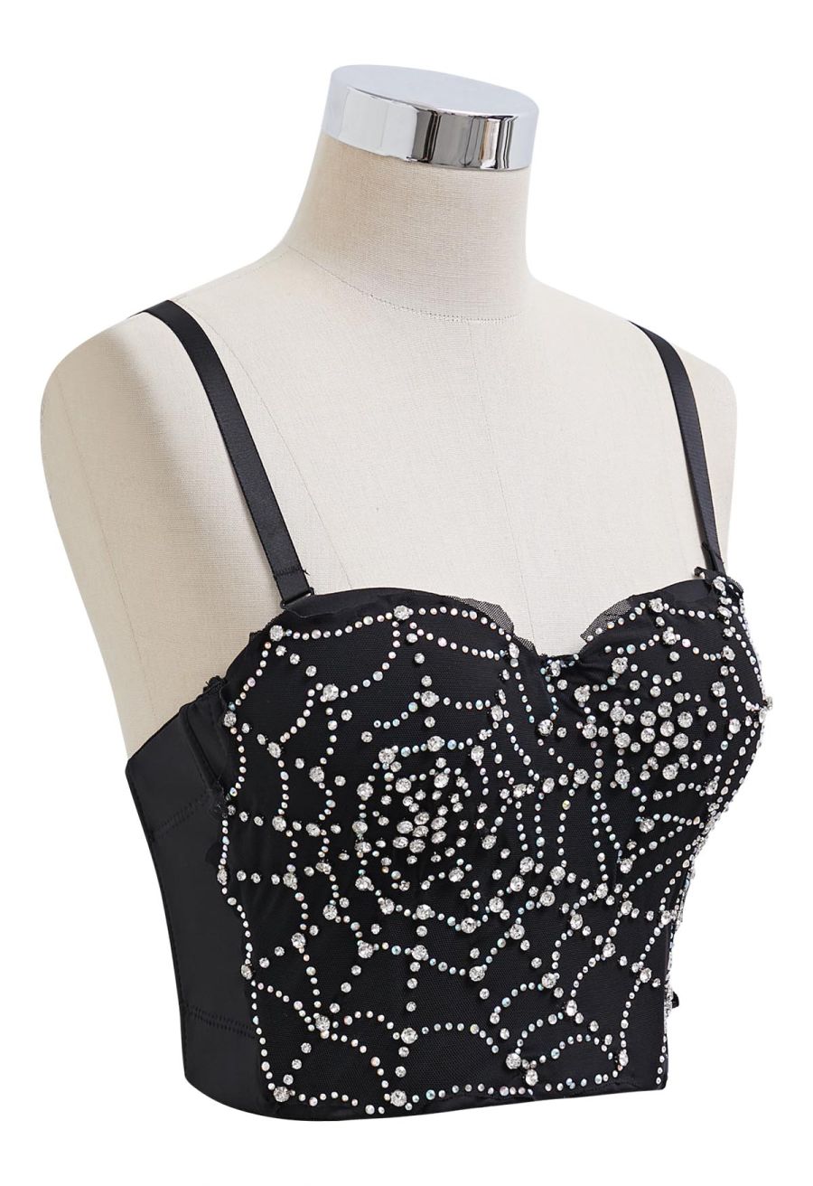 Sparkling Spider Web Rhinestone Bra Top