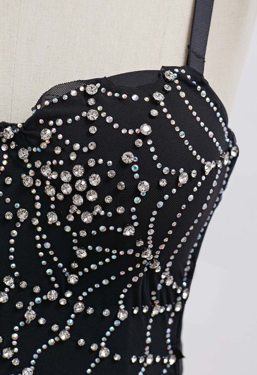 Sparkling Spider Web Rhinestone Bra Top