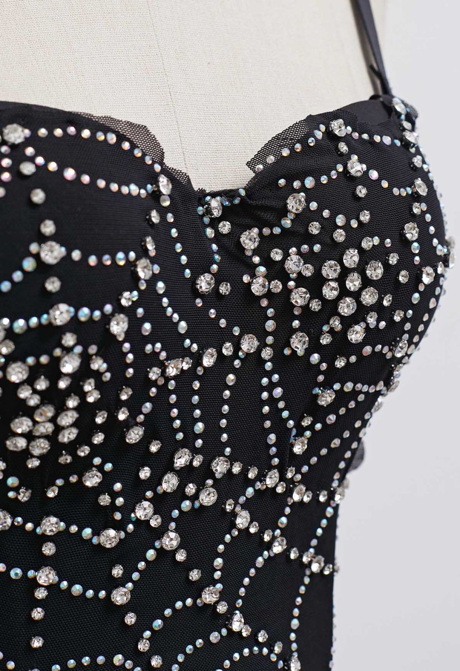 Sparkling Spider Web Rhinestone Bra Top