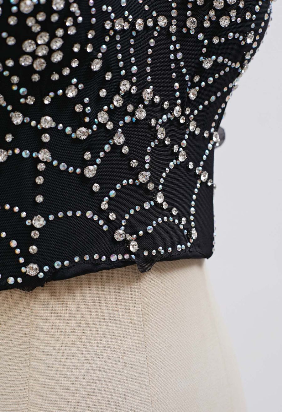 Sparkling Spider Web Rhinestone Bra Top