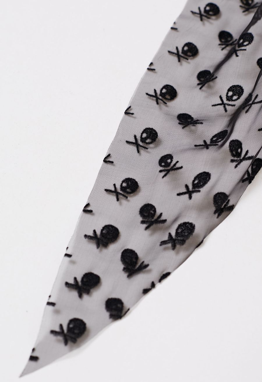 Skull Mesh Bow Hair Barrette